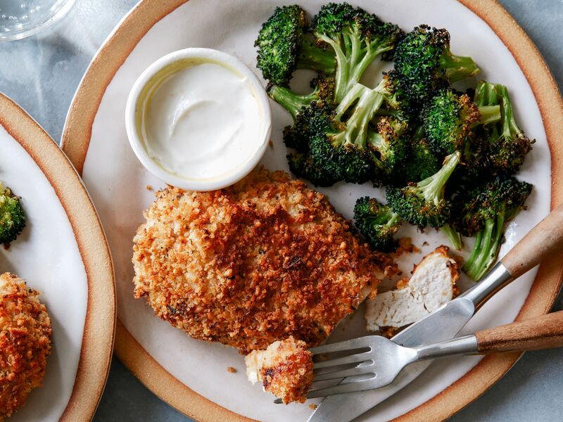 Air Fryer Parmesan Chicken with Broccoli