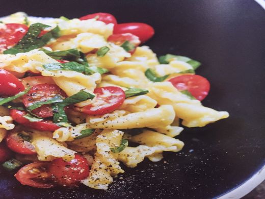Campanelle Pasta with Sweet Corn, Tomatoes and Basil